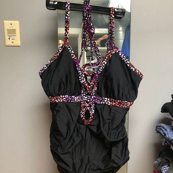 Black one piece swimsuit & beach dress
